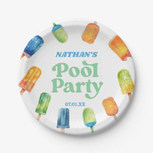Retro Popsicle Birthday Pool Party Welcome Sign Paper Plate