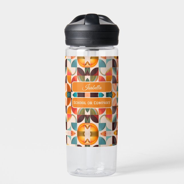 Retro Popular Abstract Squares Collection Water Bottle (Front)