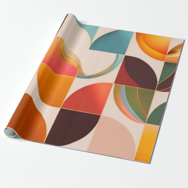 Retro Popular Abstract Squares Collection Wrapping Paper (Unrolled)