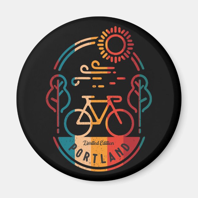 Retro Portland Bike Trail Magnet (Front)