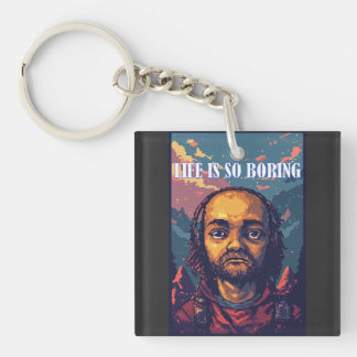 Retro Portrait Typography Key Ring