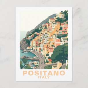Retro Positano, Italy Europe Town Postcard
