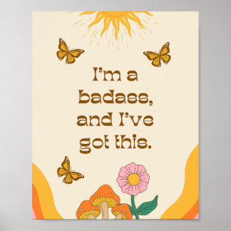 Retro Positive Girly Self Motivational Quote Poster