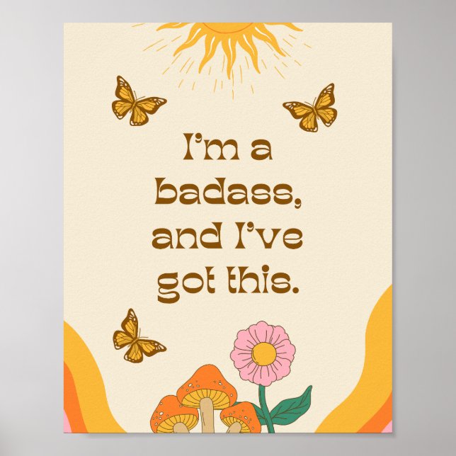 Retro Positive Girly Self Motivational Quote Poster (Front)