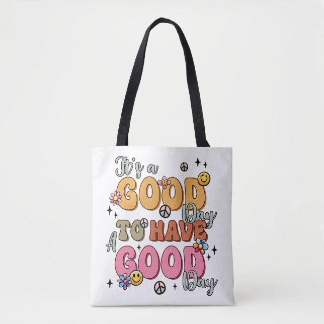 Retro Positivity "It's a Good Day" Tote Bag (Front)