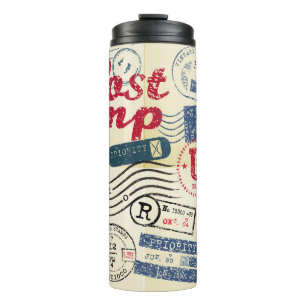 Retro post stamps, vintage collection. thermal tumbler