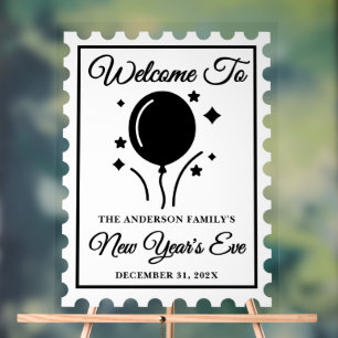 Retro Postage Stamp New Year’s Eve Welcome Acrylic Sign