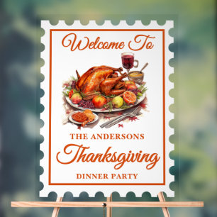 Retro Postage Stamp Thanksgiving Welcome Acrylic Sign
