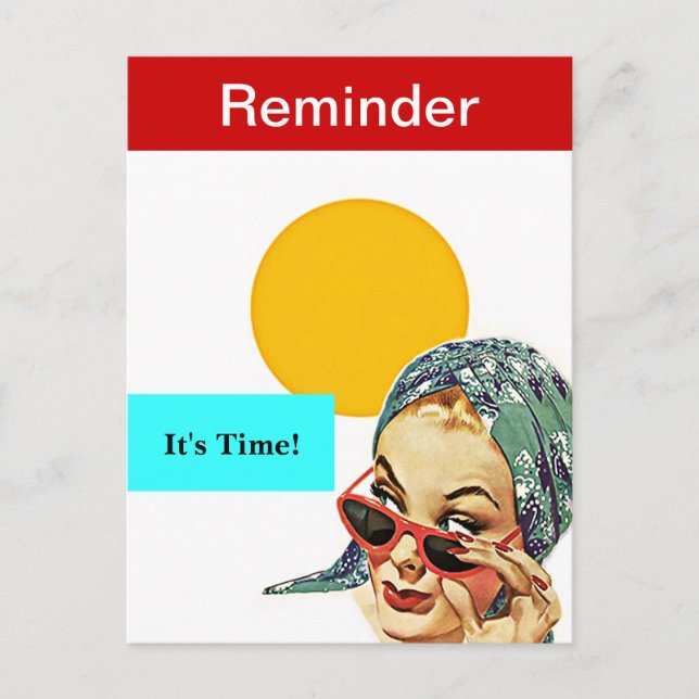 Retro Postcard Busy Lady Appointment Reminder PC (Front)