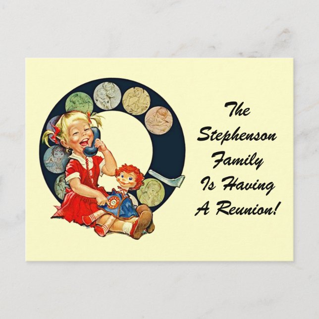 Retro Postcard Family Reunion Staying-In-Touch (Front)