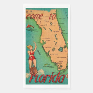 Retro Postcard of Florida Guest towels Napkin