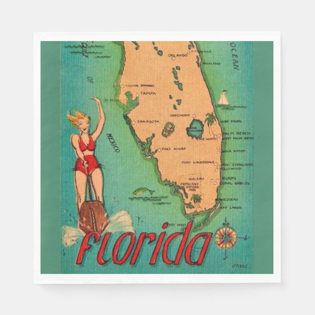 Retro Postcard of Florida  Napkin (Front)
