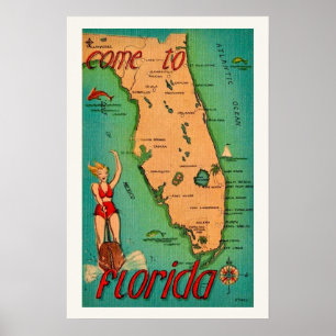 Retro Postcard of Florida Print