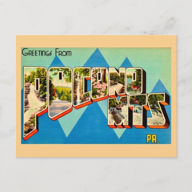 Retro Postcard  Pocono Mountains  (Front)