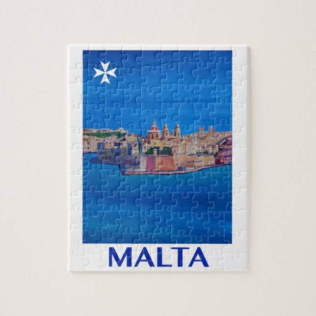 RETRO POSTER Malta Valetta City of KnightsII Jigsaw Puzzle (Vertical)