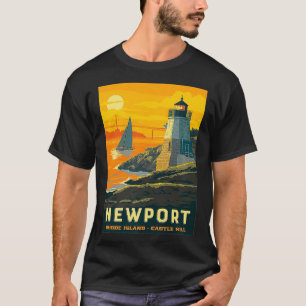 Retro Poster Newport Rhode Island Castle Hill Newp T-Shirt