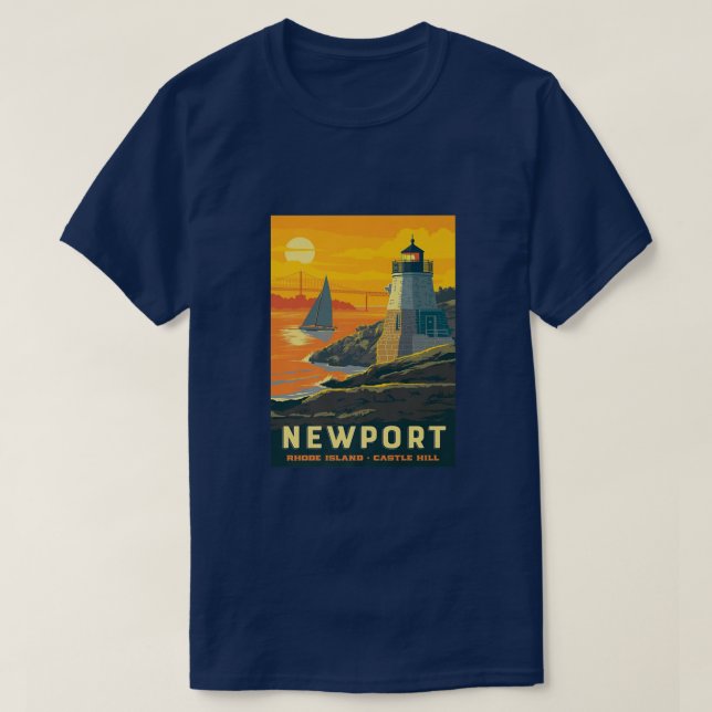 Retro Poster Newport Rhode Island Castle Hill Newp T-Shirt (Design Front)