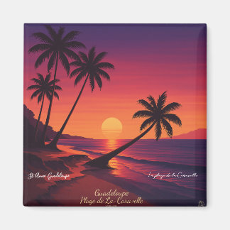 Retro Poster Plage de La Caravelle Guadeloupe Magnet