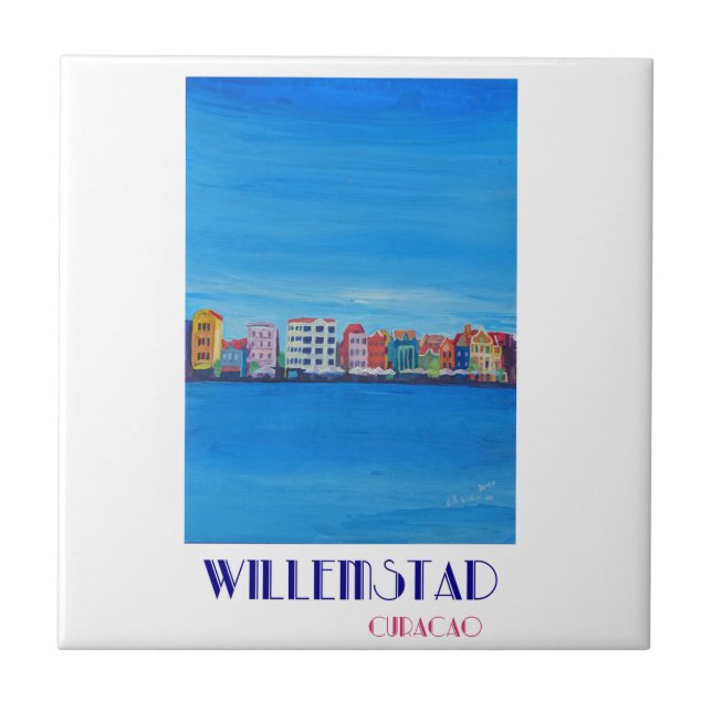 Retro Poster Willemstad Curacao Tile (Front)
