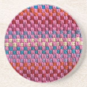 Retro Potholder Check Sandstone Coaster