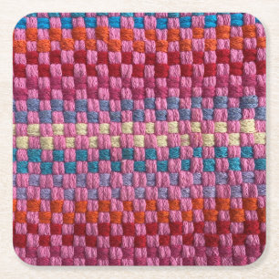 Retro Potholder Checks Paper Coaster
