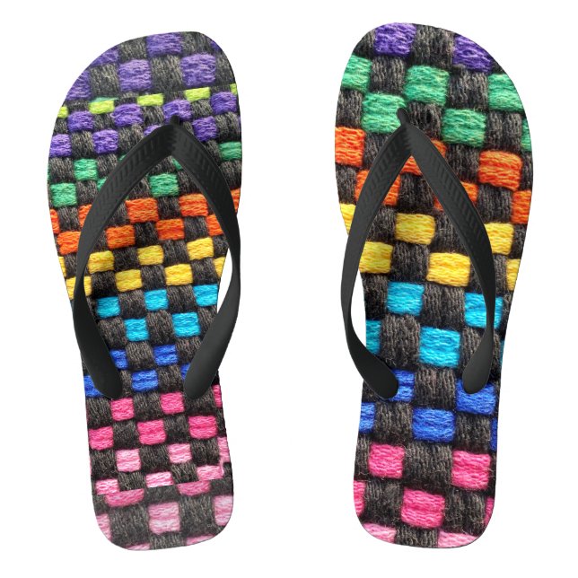Retro Potholder Pattern Flip Flops (Footbed)