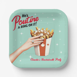 Retro Poutine a Ring on It! Montreal Bachelorette Paper Plate