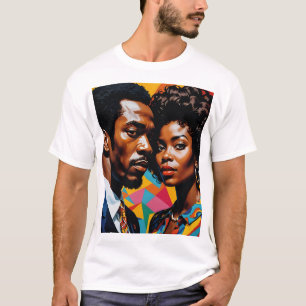 Retro Power Couple Vibrant Afrocentric Art Tee