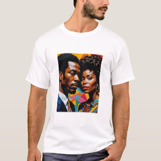 Retro Power Couple Vibrant Afrocentric Art Tee