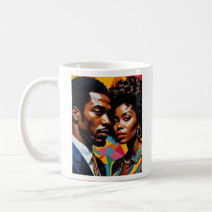 Retro Power Couple Vibrant Afrocentric Art Tee Coffee Mug