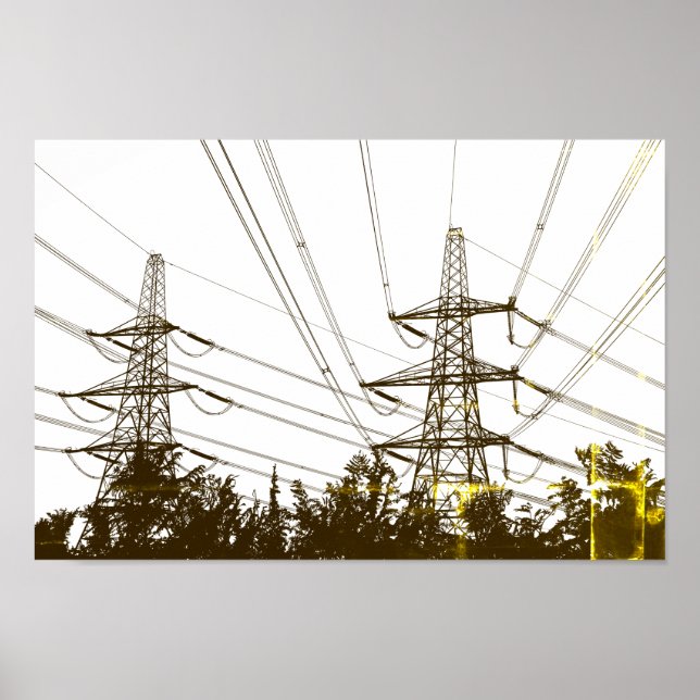 Retro Power lines Art Poster (Front)