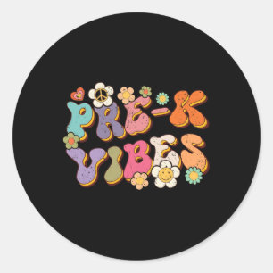 Retro Pre K Vibes Byck To School Teacher First Day Classic Round Sticker