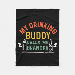 Retro Pregnancy Announcement Grandpa My Drinking B Fleece Blanket