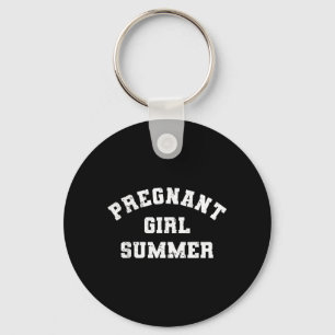 Retro Pregnant Girl Summer Vacation Pregnancy Key Ring