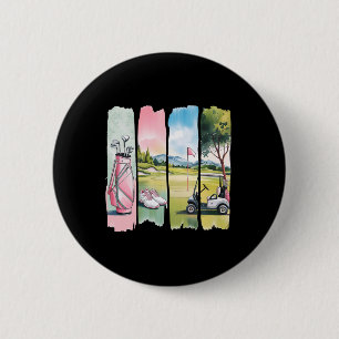 Retro Preppy Golf Golfer Women Girls Kids 6 Cm Round Badge