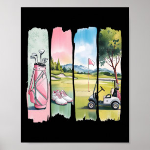 Retro Preppy Golf Golfer Women Girls Kids  Poster