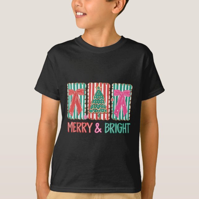 Retro Preppy Merry And Bright Girly Coquette Chris T-Shirt (Front)