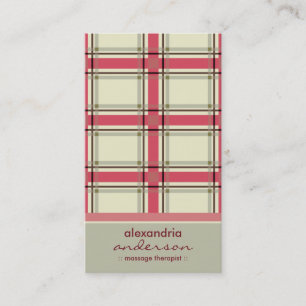 Retro Preppy Plaid Business Cards (silver/pink)