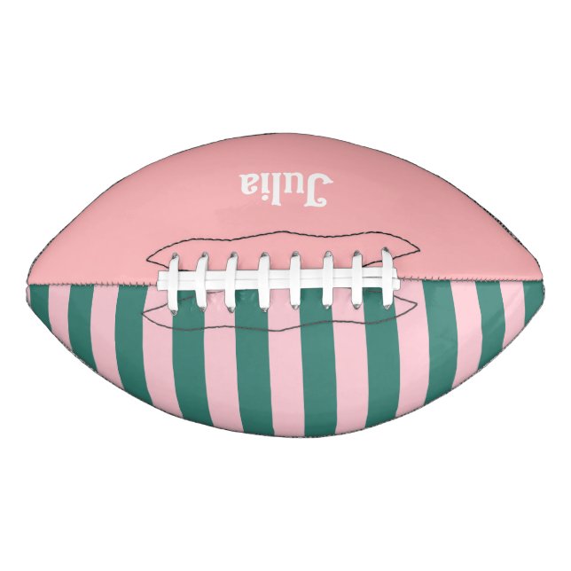 Retro Preppy Sportswear Stripes - Pink Green Football (Front)