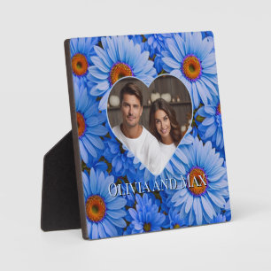 Retro pretty Blue floral blue daisies pattern Plaque
