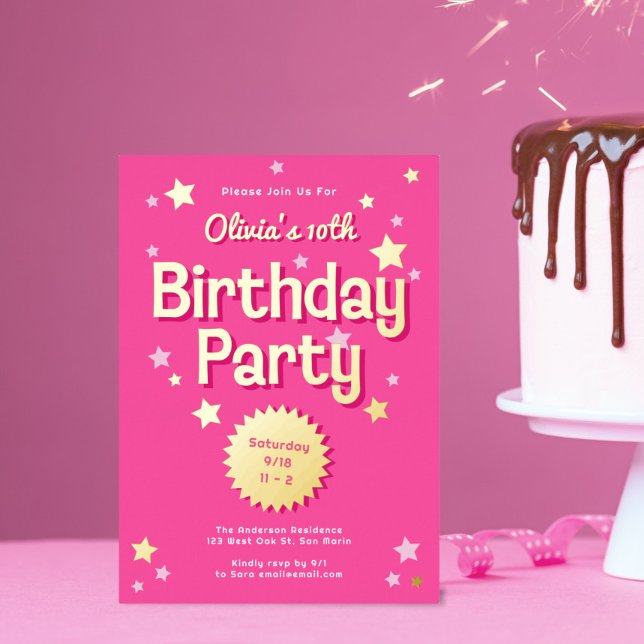 Retro Pretty Pink Stars Birthday Party (Creator Uploaded)