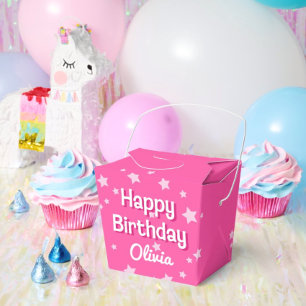 Retro Pretty Pink Stars Happy Birthday  Favour Box