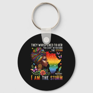Retro Pride Black Woman I Am The Storm Inspiration Key Ring