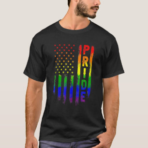 Retro Pride Month LGBT USA Flag Rainbow LGBTQ Gay T-Shirt