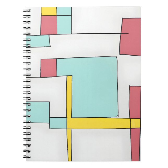 Retro Primary Color Geometric Grid Notebook (Front)