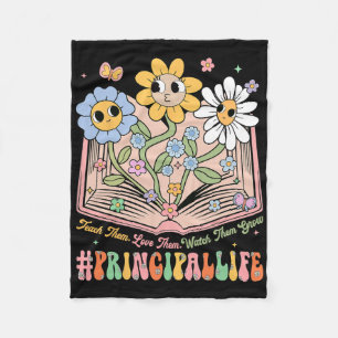 Retro Principal Flowers Teach Them Love Them Watch Fleece Blanket