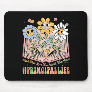Retro Principal Flowers Teach Them Love Them Watch Mouse Pad