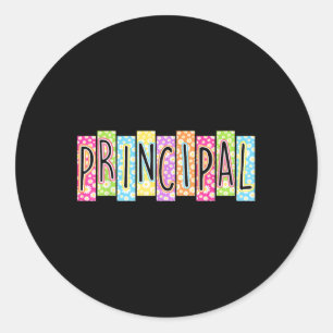Retro Principal Therapy Back To School Colourful G Classic Round Sticker