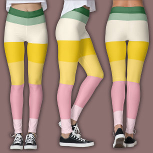 Retro Print   Colour Block Leggings