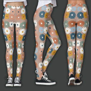 Retro Print Pastel Floral Leggings